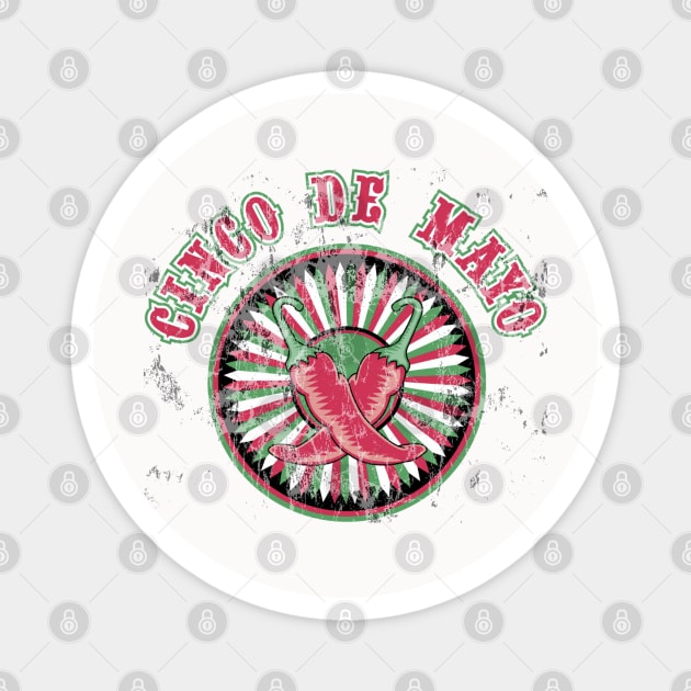 Distressed Cinco de Mayo Logo Peppers Magnet by HolidayBug